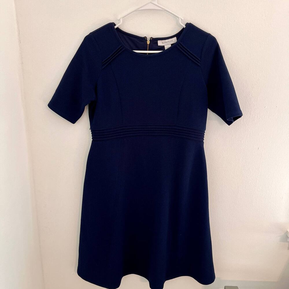 Motherhood Maternity Dress Womens Size Small Navy Blue A-Line Short Sleeves